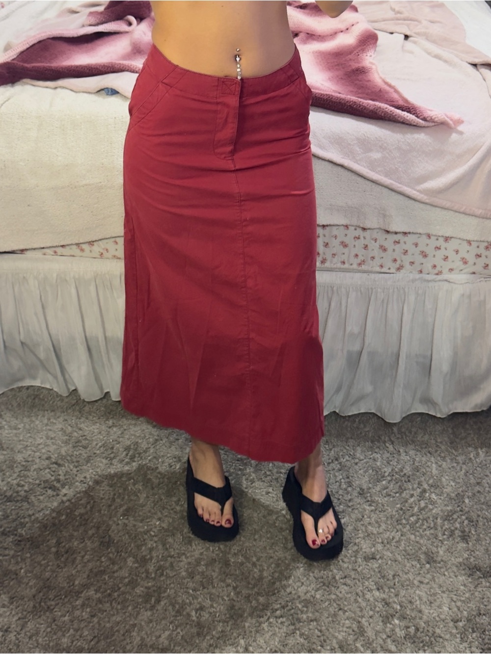 Y2K old navy Red tech maxi Skirt